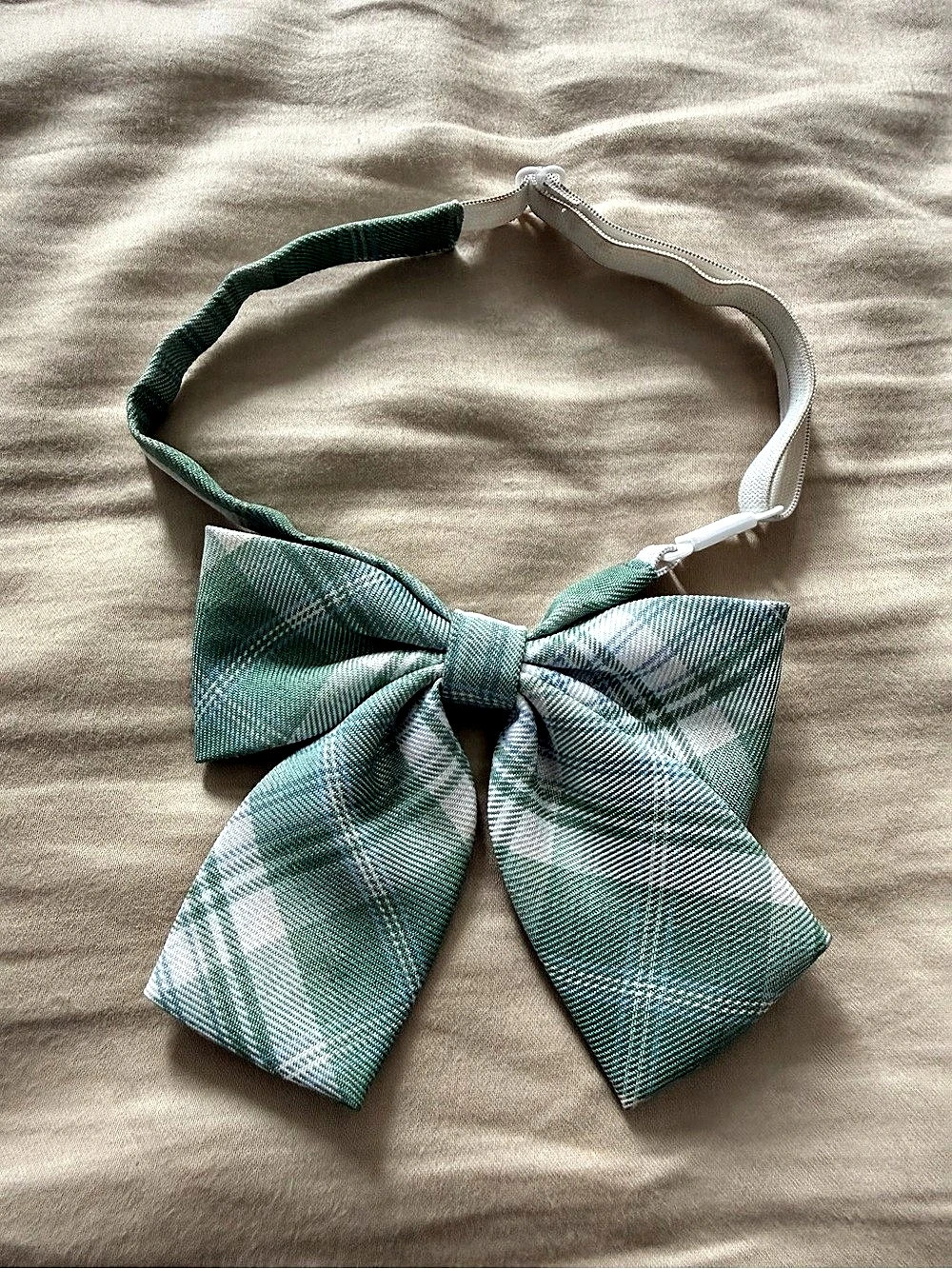 Mint Green Plaid Adjustable Pre-Tied Uniform Bow Tie